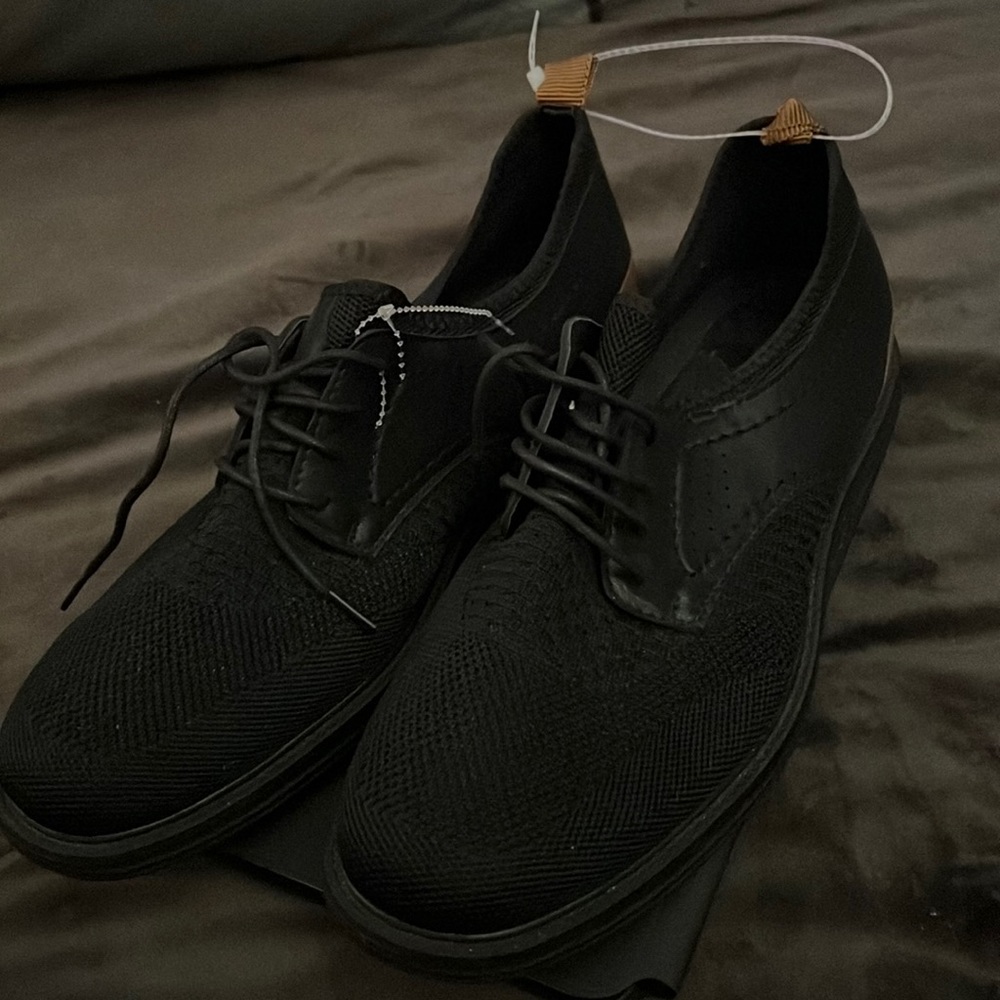 X-ray mens black dress work shoes slip resistant mesh top